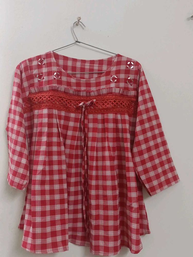 Red &amp; White Gingham Top