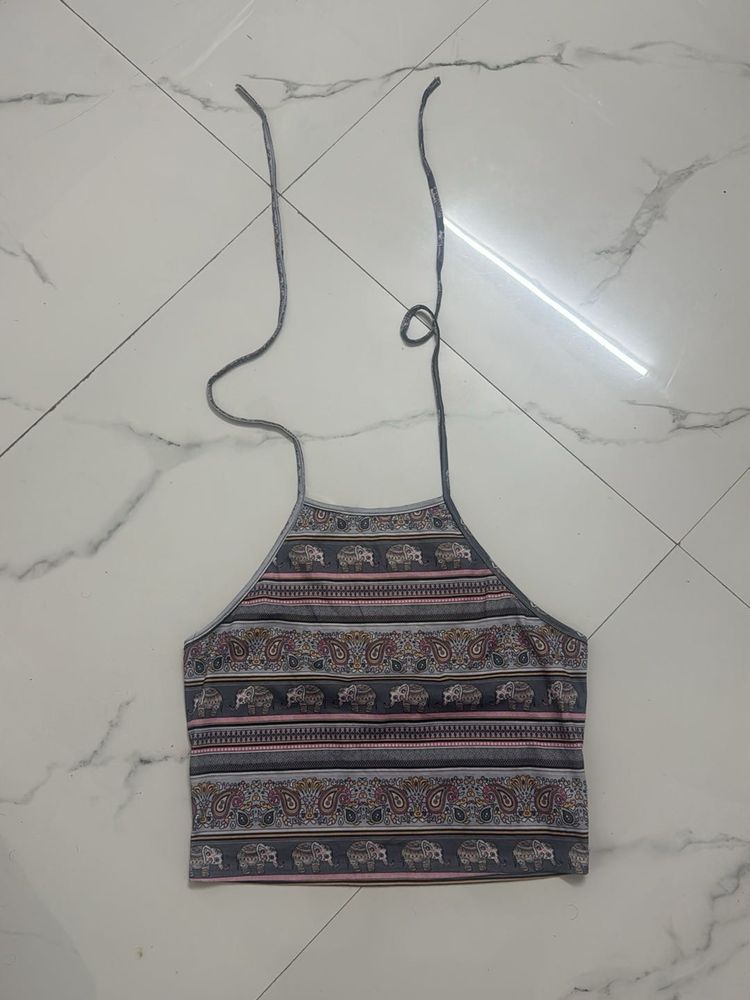 Patterned Halter Top