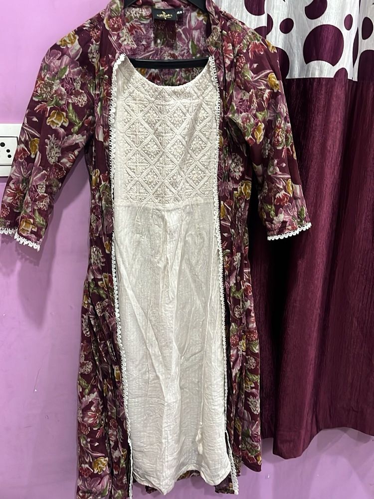 Floral Print Kurti with Shrug