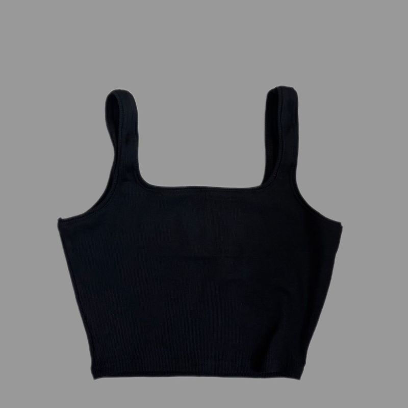Black Square Neck Crop Top