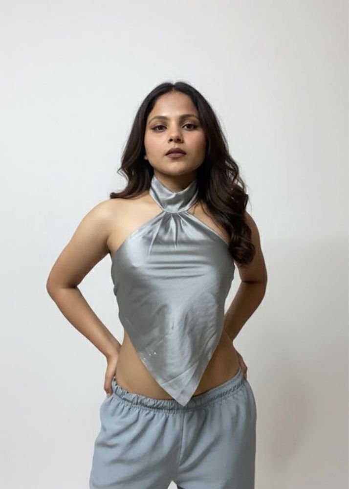 Stylish Silver Halter Top Offer