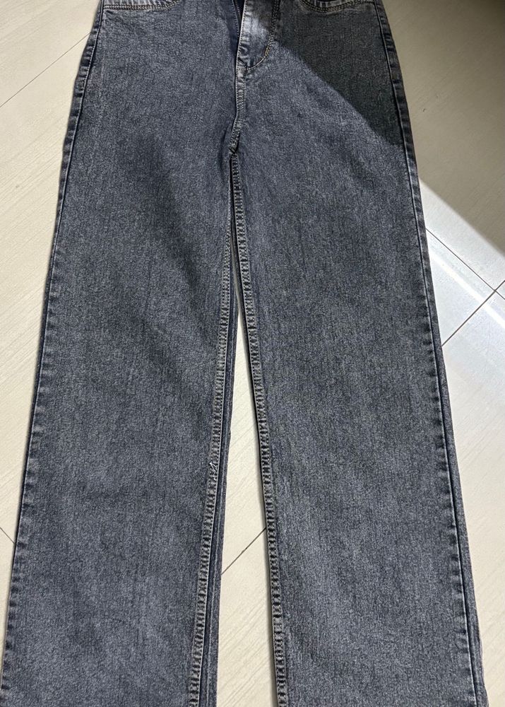 Grey Wide Leg Jeans