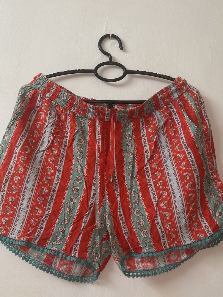 Patterned Red Shorts