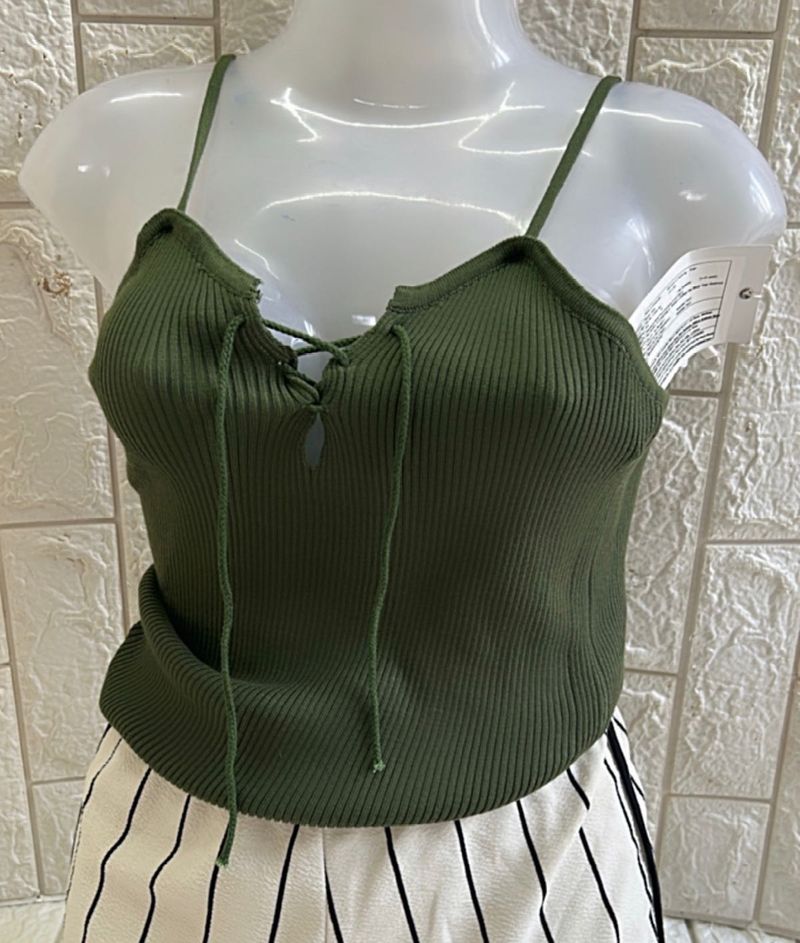 Olive Tie-Up Crop Top