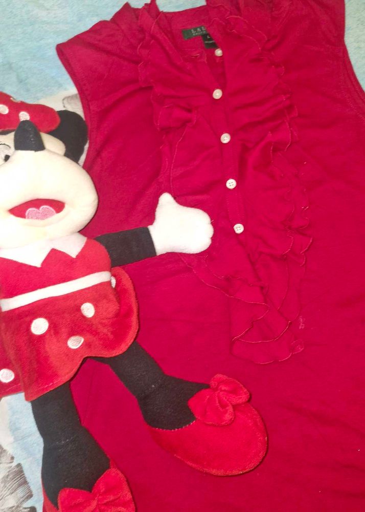 Red Ruffled Top