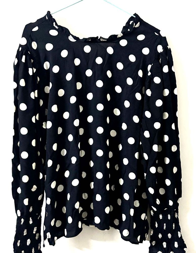 Polka Dot Black And White Top