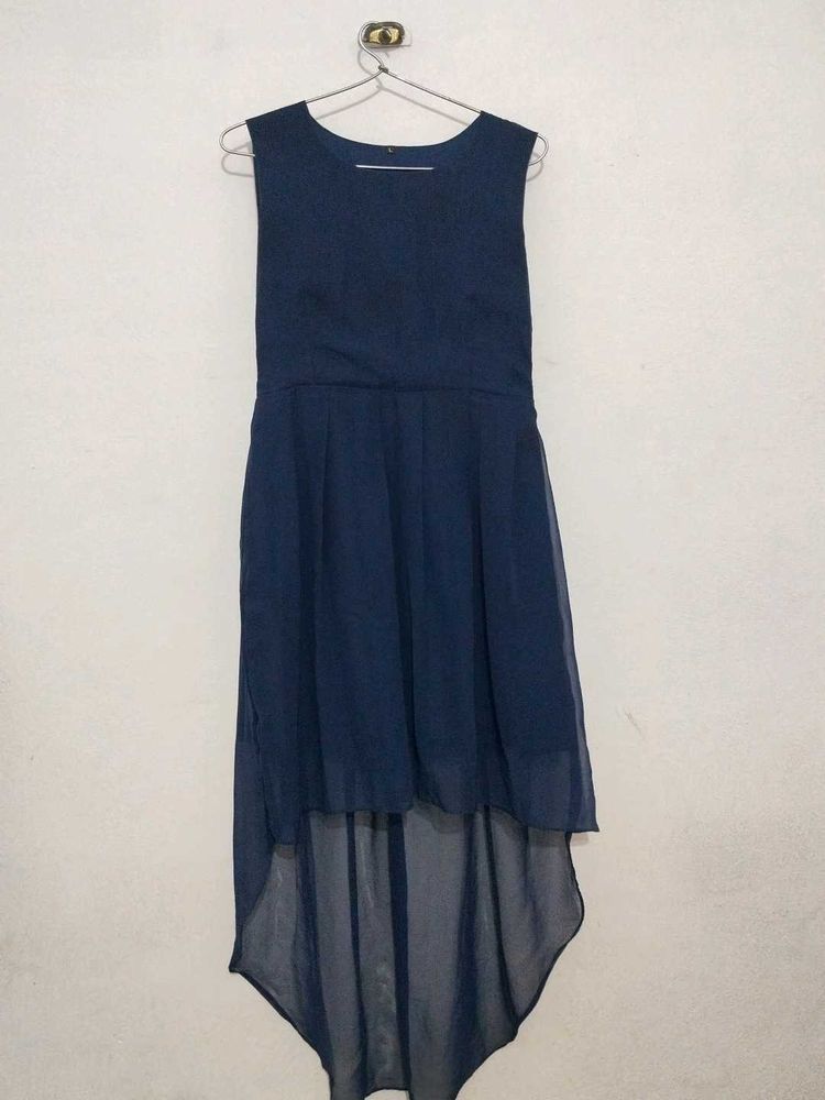 navy blue up and down dress
