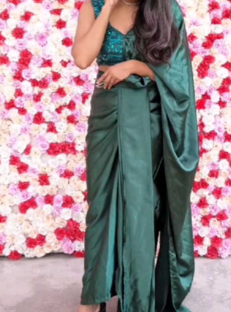 Prestiched Green Saree