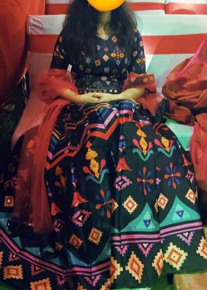 Multi coloured mirrorwork ready to wear lehenga