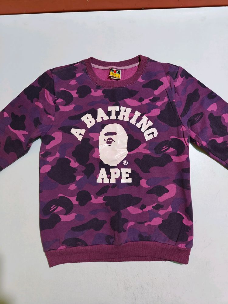 A BATHING APE Kids&#39; Colour Camo College Crew-neck