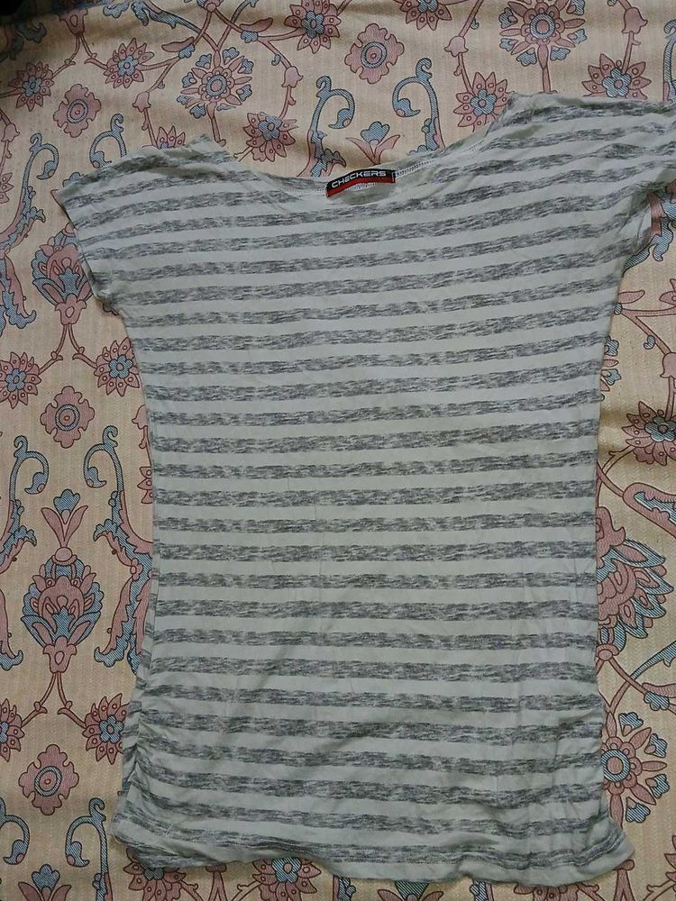 White And Grey Striped Top