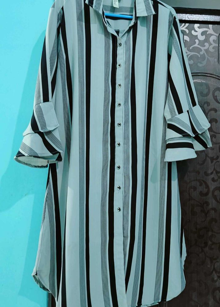 Striped Ruffle Sleeve Tunic
