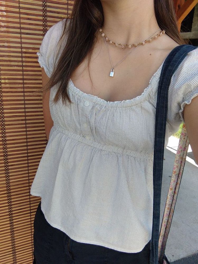 H&amp;M Lace-Trimmed Cotton Blouse