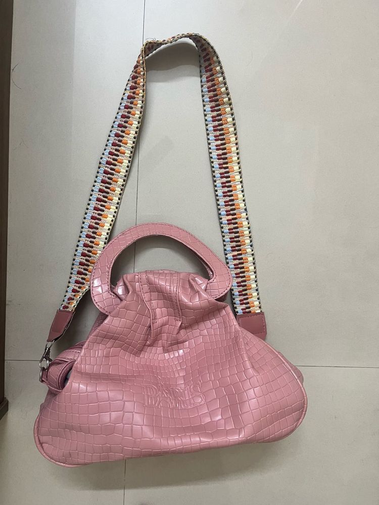 Pink Embossed Hobo Bag