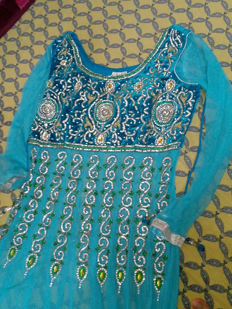 Teal Embellished Salwar Kameez