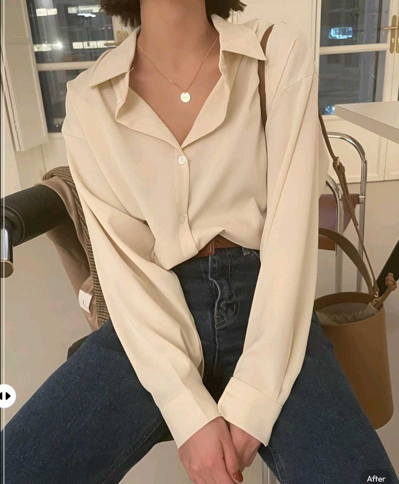 NEW WITH TAG Elegant Cream Long Sleeve Shirt