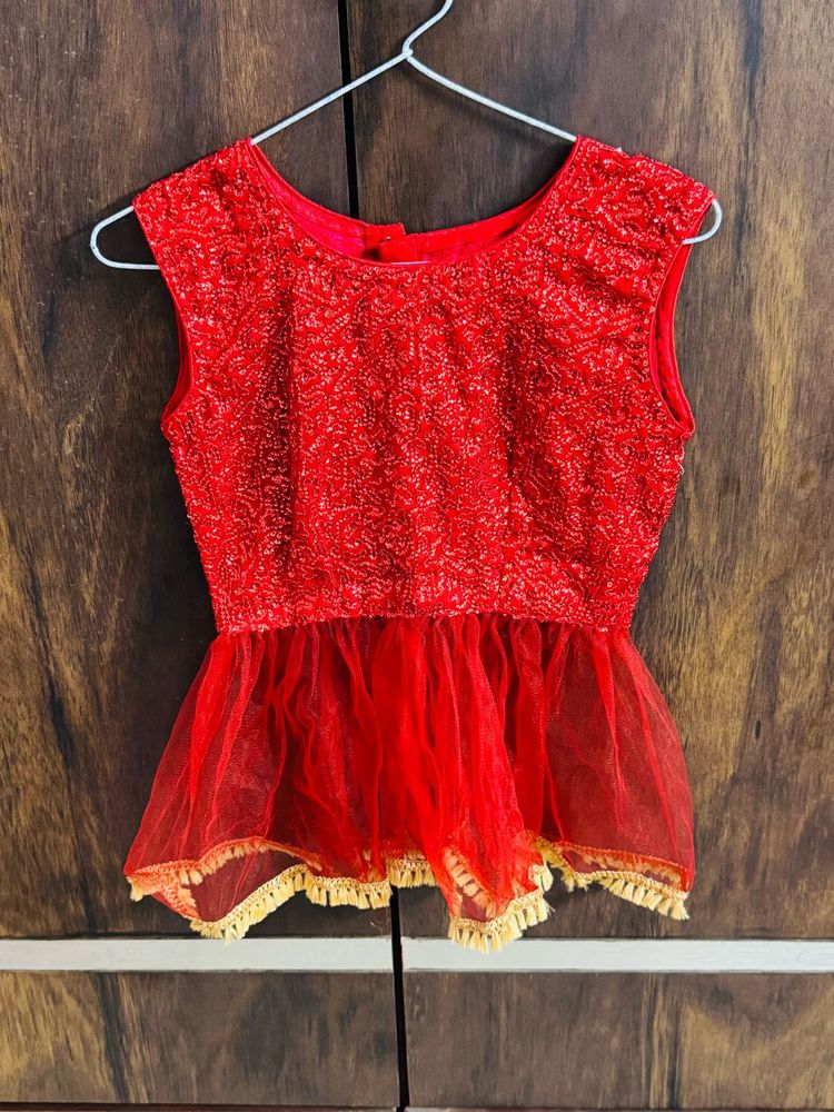 Red Stitched Top