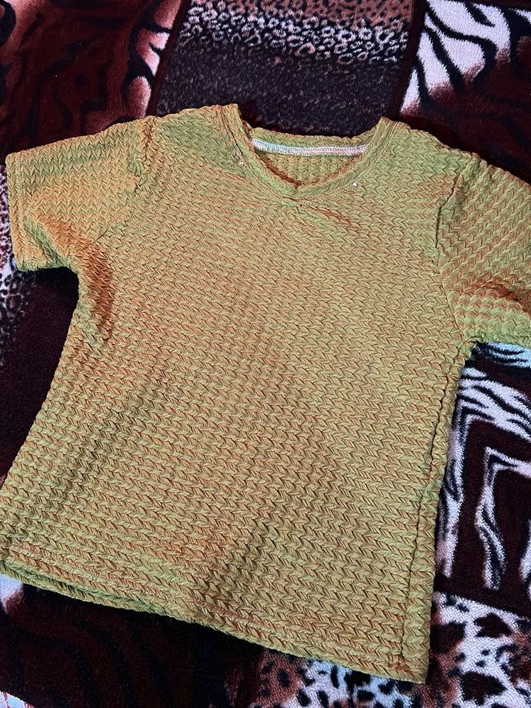 Olive Green Textured Top