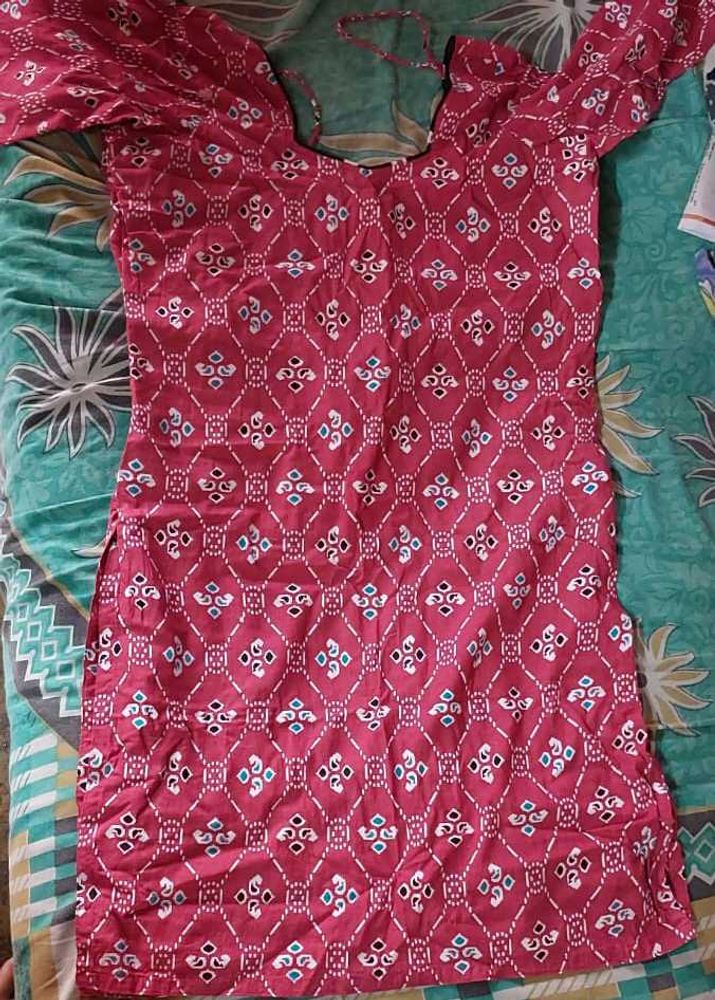 Red Patterned Kurti