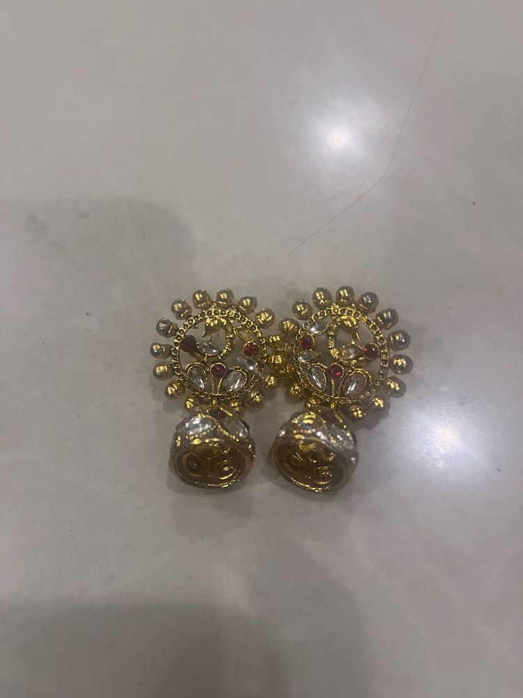 Gold Jhumka Earrings