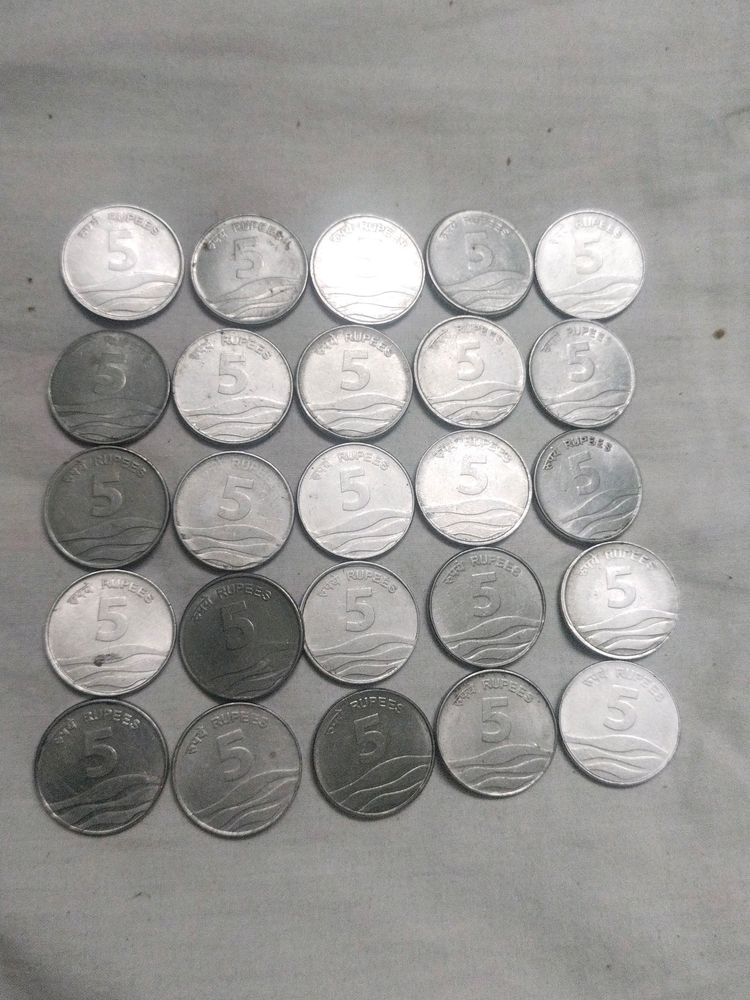 Rare 5 rupee Coins 25 Pcs