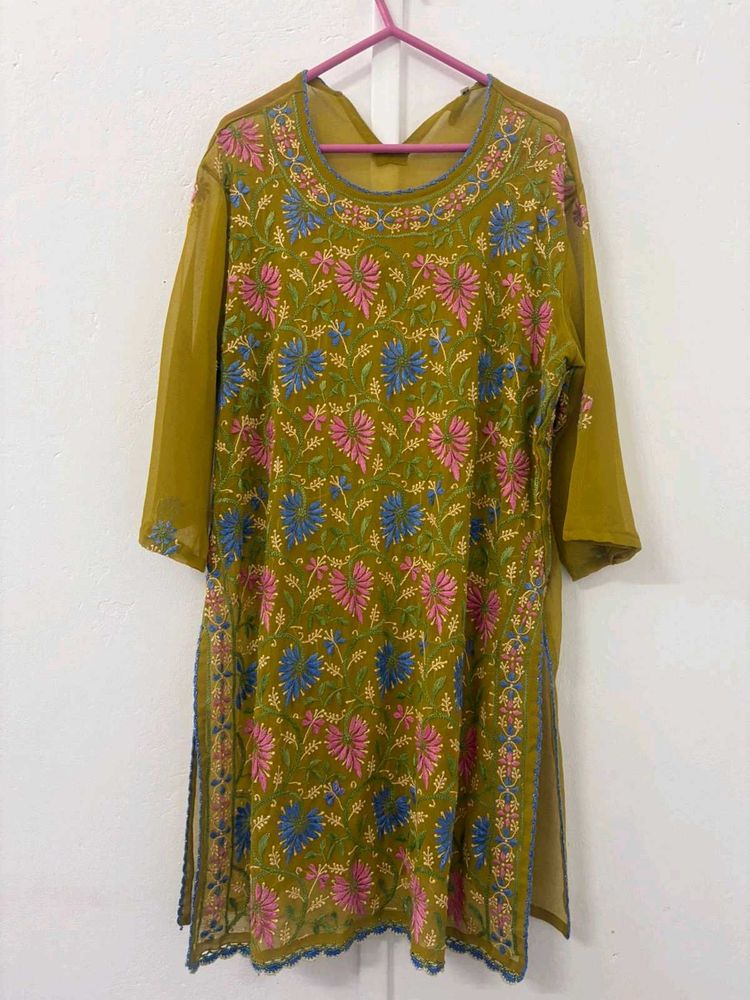 Olive Green Embroidered Tunic