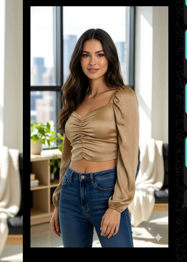Gold Long Sleeve Crop Top