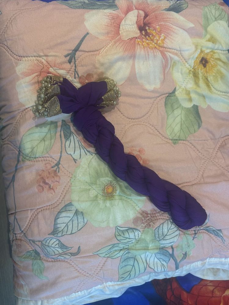 Black And Purple Dupatta ..with Perl Border