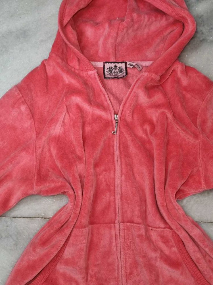 Authentic Juicy Couture Pink Velour Zip Hoodie