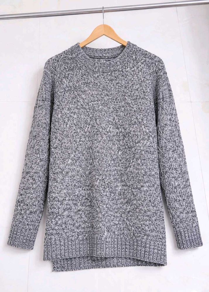 Grey Marled Pullover Sweater