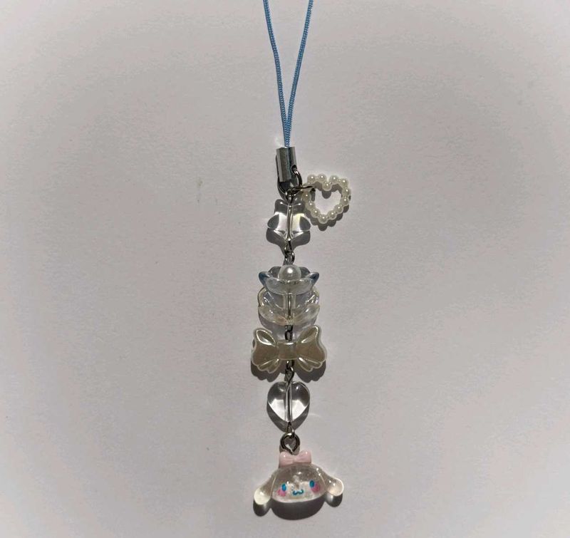 Cinnamoroll Floral Phone Charm with Pearl Bow ✨🐶