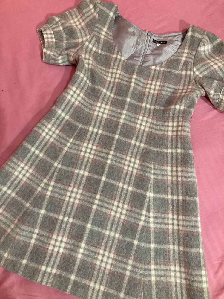 Plaid Mini wool Dress