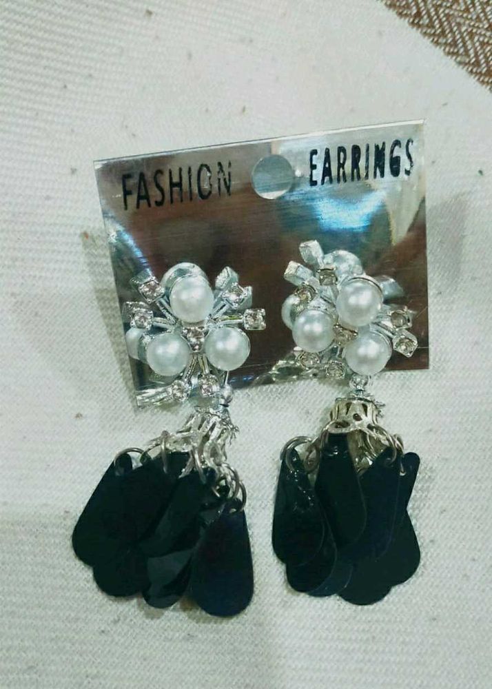 Pearl &amp; Rhinestone Tassel Earrings