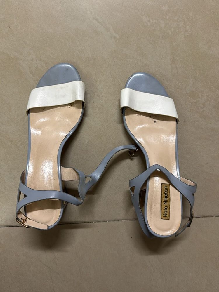 Blue White Heels