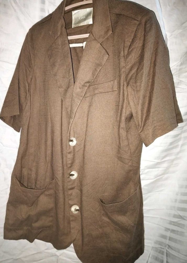 Brown Short Sleeve Blazer