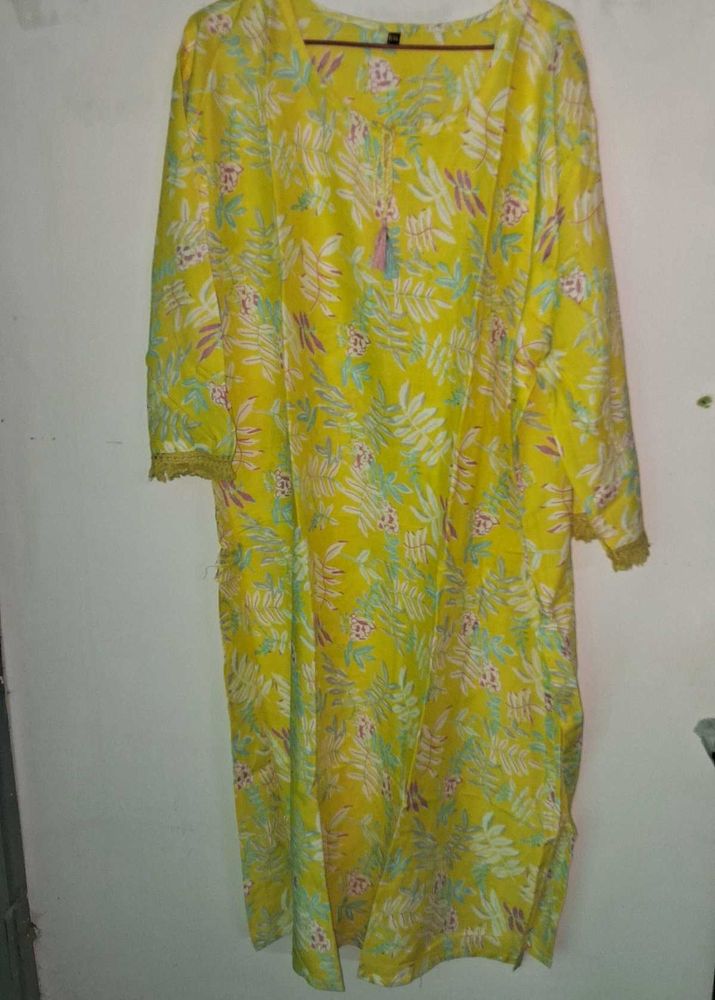 Yellow Floral Print Kurti