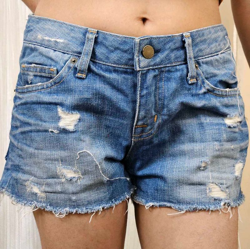 Distressed Denim Shorts