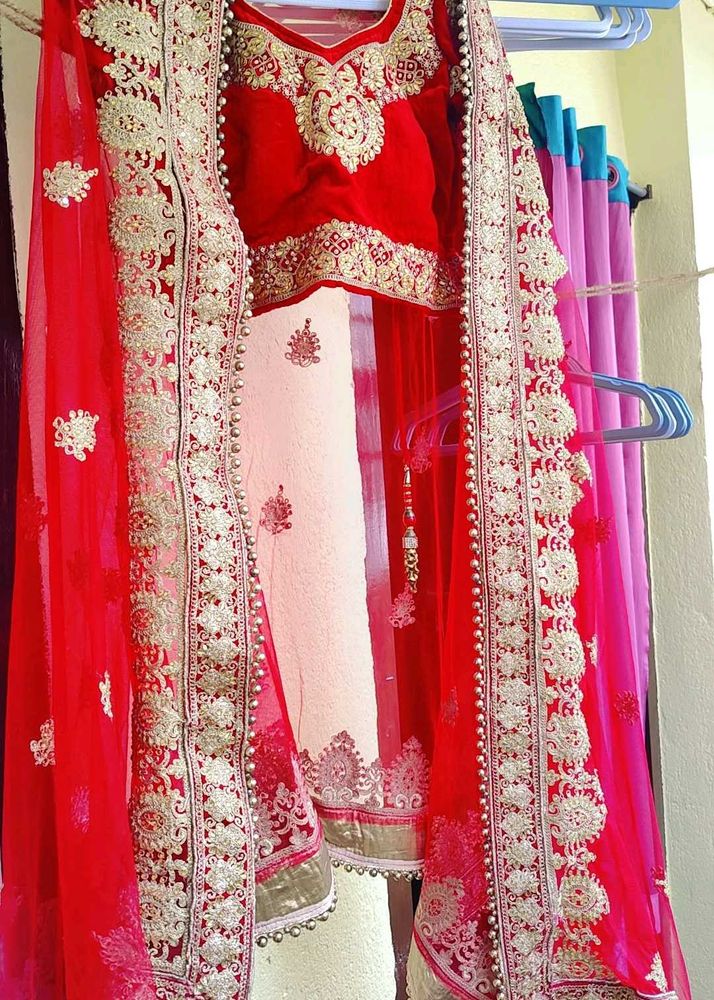 Red Embroidered Lehenga Choli Set
