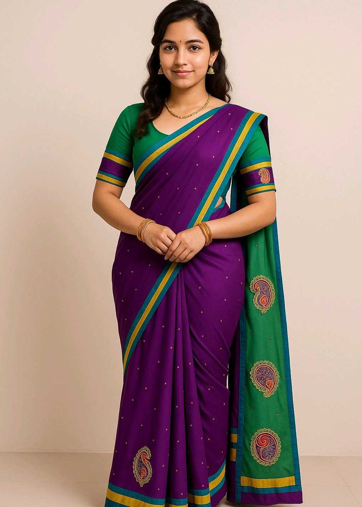 Heavy Green Amd Violet Saree