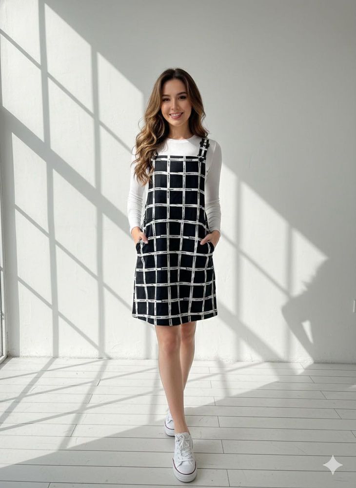 Chic Black &amp; White Checkered Dress