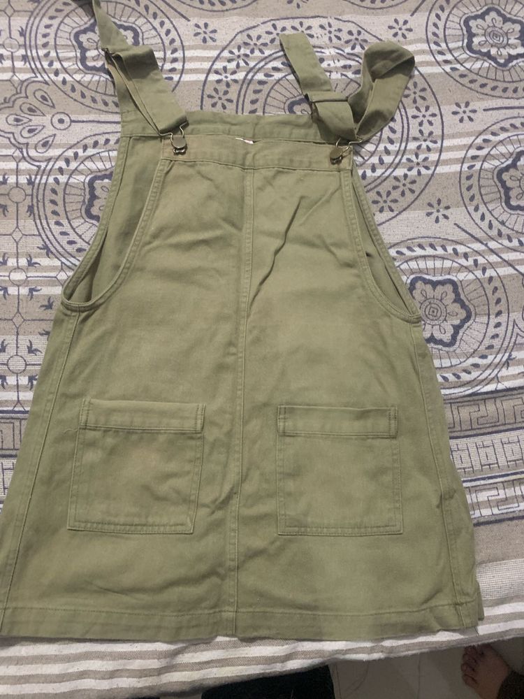 Olive Green Pinafore Dress