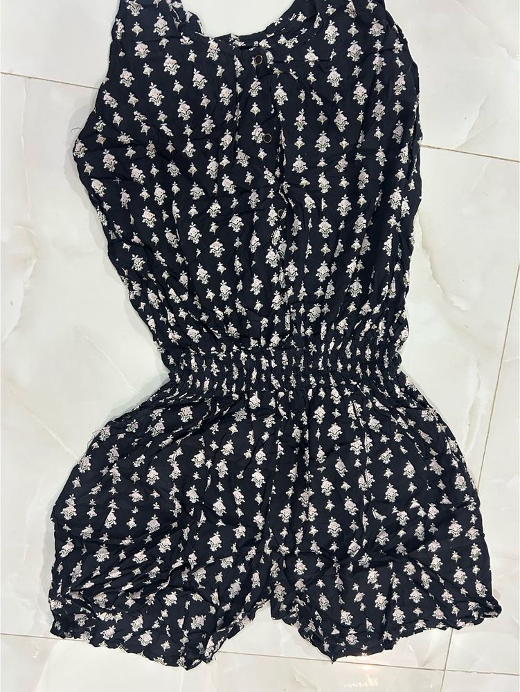 Black Patterned Romper