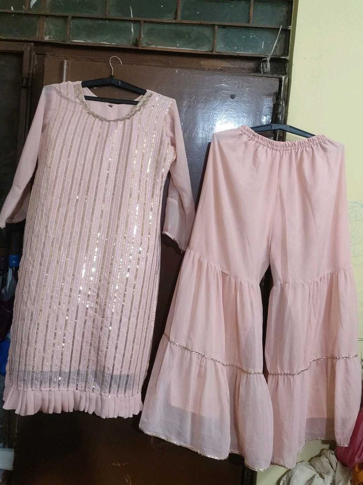 Pink Embellished Gharara Suit Combo Of Four
