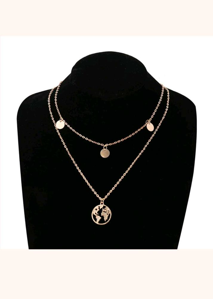 Layered World Map Necklace