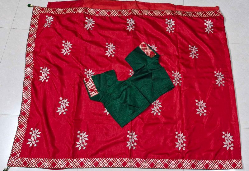 Red Embroidered Saree