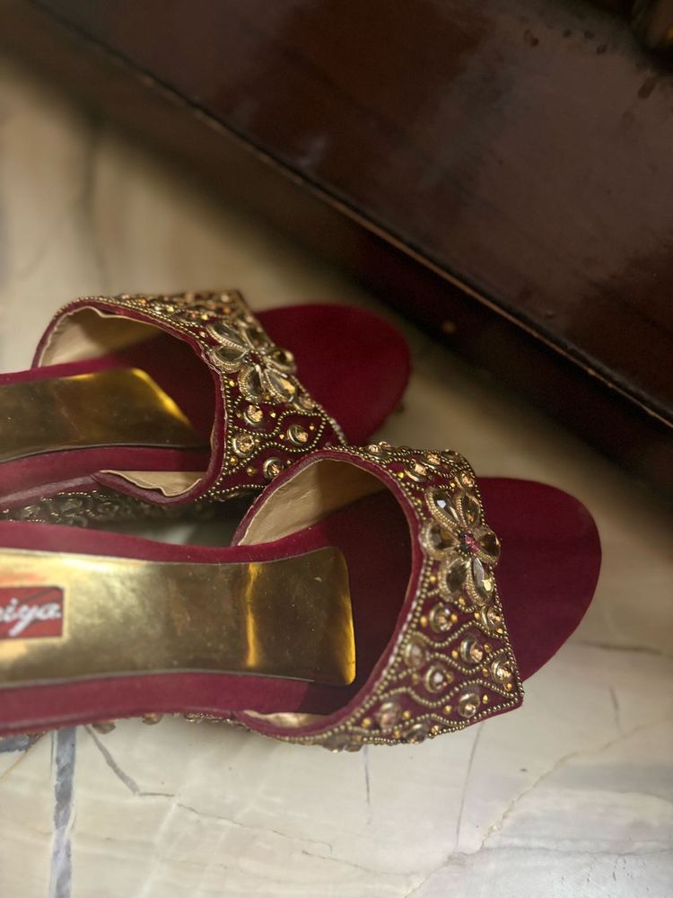 Embellished Maroon Heels
