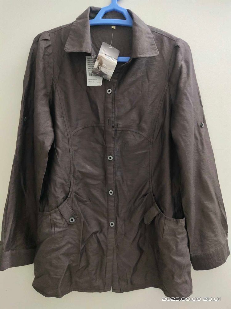 Stylish And Shiny Brown Shirt - S
