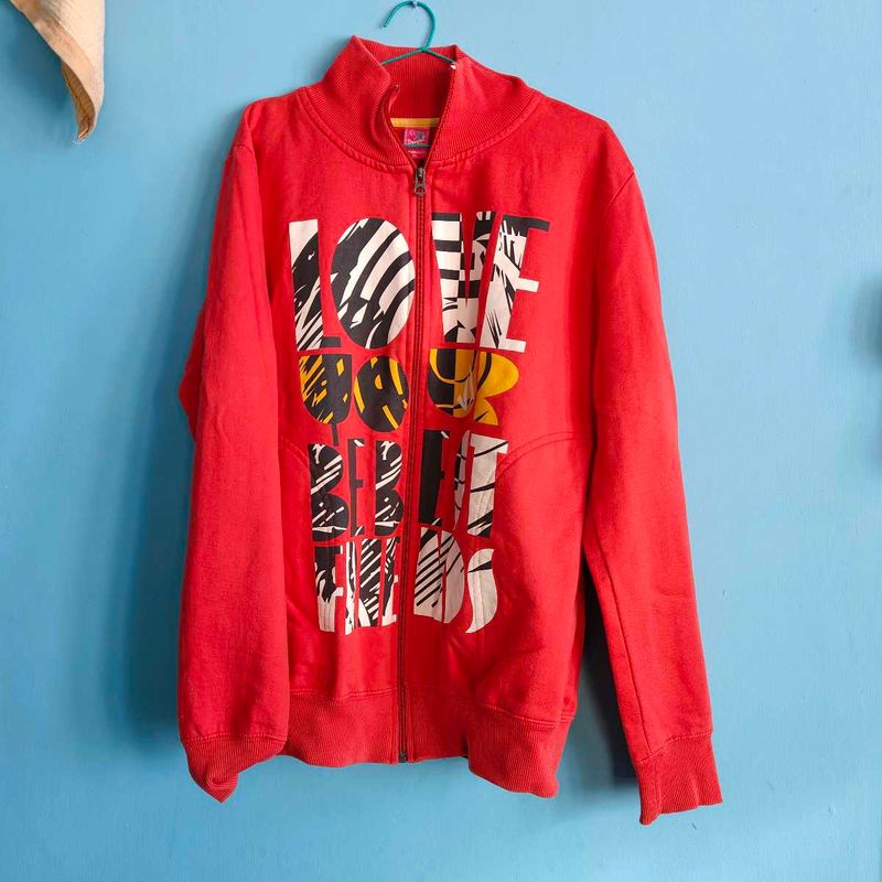 Orange Zip-Up Sweatshirt