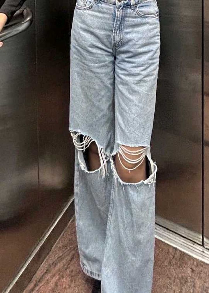 H&amp;M Distressed Wide Leg Jeans