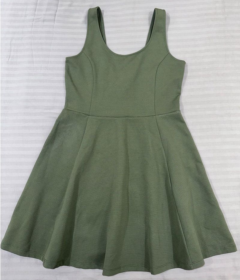 Olive Green Fit &amp; Flare Dress